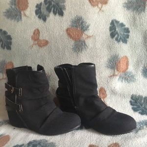 Black ankle boots hidden wedge